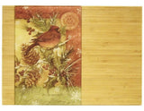 11x15 Christmas FROSTY NIGHT CARDINALS Glass & Bamboo Cutting Serving Board *NEW