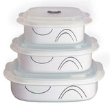 Corelle Calypso 6pc Plastic MICROWAVE COOKWARE Set VENT Lids *PICK Your PATTERN