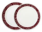 1 New Corelle BANDHANI 10.25" DINNER PLATE Dark Red White Paisley India Tie-Dye