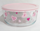 PYREX 7 Cup VALENTINE CONVERSATION CANDY HEARTS Storage Bowl Love Amore Hug Me
