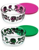 Pyrex 4 Cup Halloween Trick or Treat DEAD SKULLS GARDEN Choose: PINK or GREEN