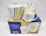 Corelle Lifestyles LINEA Stoneware CREAM & SUGAR BOWL SET Gold Green Brown Gray
