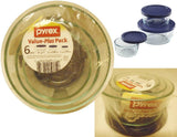 6-pc Pyrex Simply Store GLASS STORAGE SET 4, 2, 1 Cup ROUND BLUE Covers Valu-Pak