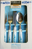 20pc Corelle BLUE VELVET ROSES Cambridge Silversmiths Stainless FLATWARE Set NEW