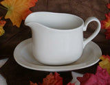 Corelle SANDSTONE Ivory Beige Stoneware GRAVY Sauce BOAT w/UNDER Drip PLATE Mint
