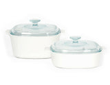 New CORNINGWARE Stovetop 6-pc PYROCERAM Winter Frost WHITE Casserole Set 2 & 3-Qt