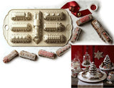 Nordicware 4-8-4 STEAM LOCOMOTIVE TRAIN 7 Car Cakelet Pan COACH SLEEPER DINING