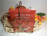 Autumn Harvest APPLES & CINNAMON Glass Burning Plate, Brass Basket, Sachet Gift