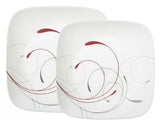 Corelle SPLENDOR Square DINNER or LUNCH PLATE *Red Gray Scoll ROMANTIC Revival