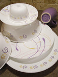 1 Corelle VIOLET DANCE Purple Yellow Pink Curls CHOOSE: Serving PLATTER or BOWL