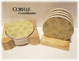 Corelle Coordinates STONEWARE Drink COASTER Set +WOOD CADDY Holder Beverage *NEW