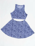 2-pc Aztec Snake Eye Purple TANK TOP & SKATER SKIRT SET Adorable Summer Outfit