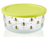 PYREX 7 Cup BEE HAPPY Storage Bowl *Choose: YELLOW or BLACK Hearts Spring Honeybees