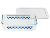 Pyrex SANTORINI SKY 3 Cup RECTANGULAR Storage Dish *BLUE or White Cover
