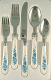 20pc Corelle BLUE VELVET ROSES Cambridge Silversmiths Stainless FLATWARE Set NEW