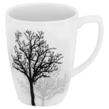 Corelle Square TIMBER SHADOWS 12-oz Porcelain MUG *Black Grey Leafless Branches
