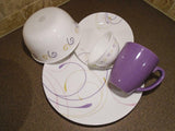 1 Corelle VIOLET DANCE Purple Yellow Pink Curls CHOOSE: Serving PLATTER or BOWL
