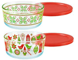 Pyrex 4 Cup CHRISTMAS Cross Stitch Sweater OR Ornaments Holiday Red Green Candy