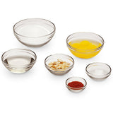 6 pc Anchor Hocking CLEAR GLASS PINCH / PREP BOWL SET Ingredients Mixing Recipe