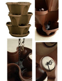 14-Qt STACK-A-POT Tiered Stackable HANGING Planter Pots BROWN Flowers Herbs *NEW