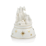 Mikasa PORCELAIN NAVITITY MUSIC BOX 24k Gold SILENT NIGHT Jesus Mary Joseph *NEW