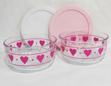 PYREX 4 Cup VALENTINE HEARTS STORAGE BOWL Love Hugs *Choose WHITE or PINK COVER