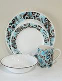 Corelle DANCING CAROUSEL 11-oz Stoneware MUG CUP Turquoise Brown Floral Paisley