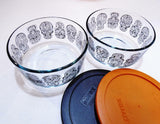 Pyrex DAY of the DEAD Halloween SUGAR SKULLS 4 Cup STORAGE BOWL Orange OR Black