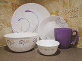 1 Corelle VIOLET DANCE Purple Yellow Pink Curls CHOOSE: Serving PLATTER or BOWL
