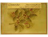 12x8 Christmas GLASS CUTTING BOARD / Hot Plate *Poinsettia, Holly, Cardinals NEW