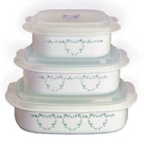 Corelle Calypso 6pc Plastic MICROWAVE COOKWARE Set VENT Lids *PICK Your PATTERN