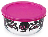 Pyrex 4 Cup Halloween Trick or Treat DEAD SKULLS GARDEN Choose: PINK or GREEN
