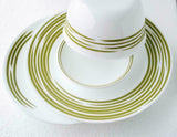 NEW Corelle BRUSHED STROKES 8.5" Wide Rim LUNCH Plate *Green Gray Sand Black
