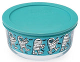 Pyrex 4 Cup Storage Halloween MUMMY PARADE Creepy Bats *Choose: ORANGE or BLUE