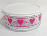 PYREX 4 Cup VALENTINE HEARTS STORAGE BOWL Love Hugs *Choose WHITE or PINK COVER