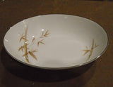 BAMBOO FC Fine China JAPAN 10 x 8  OVAL SERVING BOWL Platinum Rim Brown Branch