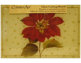 12x8 Christmas GLASS CUTTING BOARD / Hot Plate *Poinsettia, Holly, Cardinals NEW