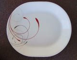 ❤️ NEW Corelle SPLENDOR 12.25" x 10" SERVING PLATTER *Energetic RED GRAY Scrolls