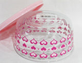PYREX 4 Cup SMITTEN LOVE Valentine STORAGE BOWL 3-Rows Pink Red Inlaid Hearts