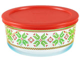 Pyrex 4 Cup CHRISTMAS Cross Stitch Sweater OR Ornaments Holiday Red Green Candy