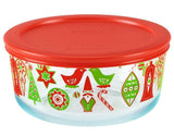Pyrex 4 Cup CHRISTMAS Cross Stitch Sweater OR Ornaments Holiday Red Green Candy