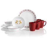 16pc Corelle DANCER & PRANCER Dinnerware Set Christmas Holiday Red Gold Reindeer