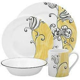 1 Corelle TANGO 11-oz Stoneware MUG *Black Tulip Floral Golden Yellow Waves NEW