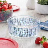 ❤️ New PYREX 4 Cup RED BLUE American Patriotic Storage Bowl STAR SWIRLS