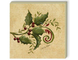 4 Christmas Holiday HOLLY COASTERS Stoneware Square Tiles Cork Festive Red Green