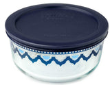 Pyrex SANTORINI SKY 4 Cup ROUND Storage Bowl * Greek Teal Turquoise Cobalt Blue