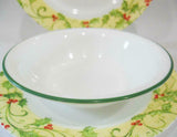 ❤️ Corelle EVERGREEN HOLLY 18-oz GREEN Rim SOUP Cereal BOWL 7.25 Cheerful Flurry