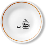 4-pc CORELLE Halloween PARTY GHOULS 6.75" PUMPKIN, CAT, BATS, MUMMY Appetizer Plates Bread Dessert Treats