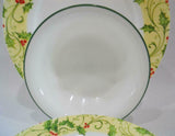❤️ Corelle EVERGREEN HOLLY 18-oz GREEN Rim SOUP Cereal BOWL 7.25 Cheerful Flurry