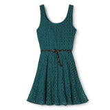 LACE SKATER DRESS & BELT Sleeveless Lined SUMMER Babydoll Crochet *COLOR Choice